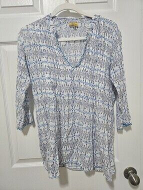 Roberta Roller Rabbit 100% Cotton Tunic With Beaded Trim XS